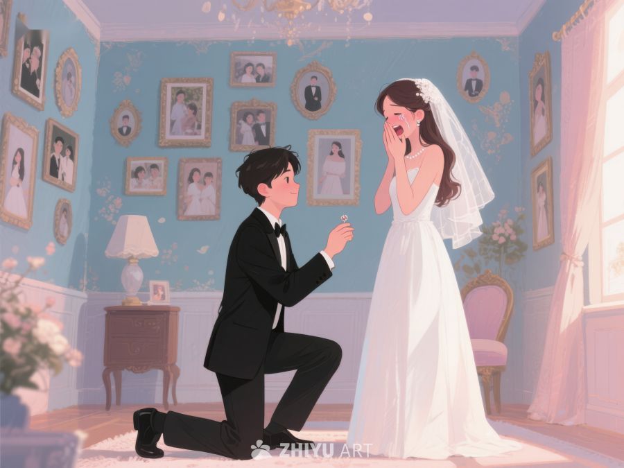 浪漫求婚瞬间，新娘感动落泪 409