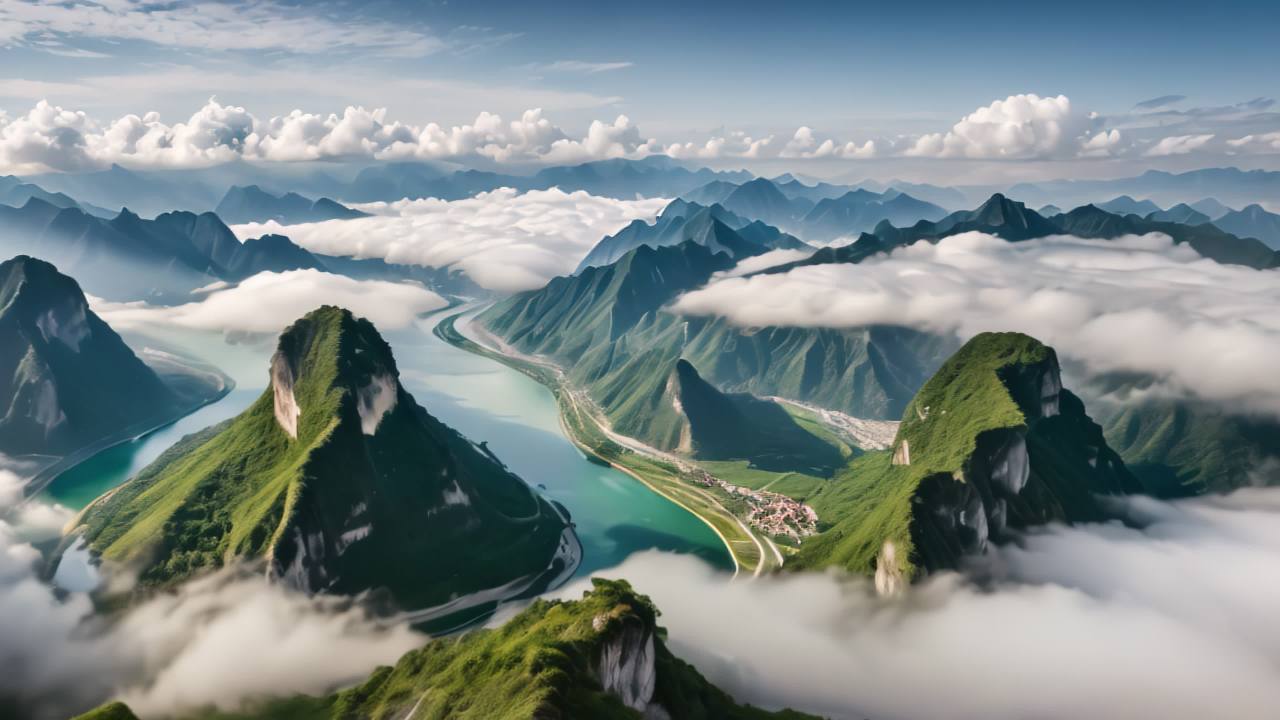 长江三峡日出日落云海航拍延时 14