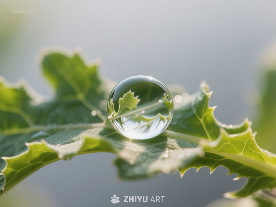 叶尖水滴，自然之美 585