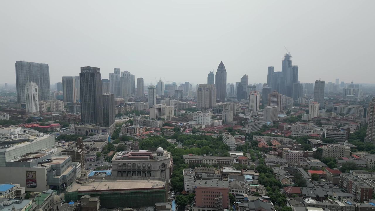 航拍天津金街商业街