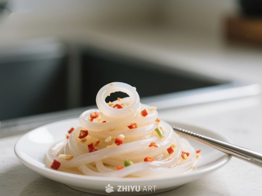 透明面条配辣椒点缀 1476