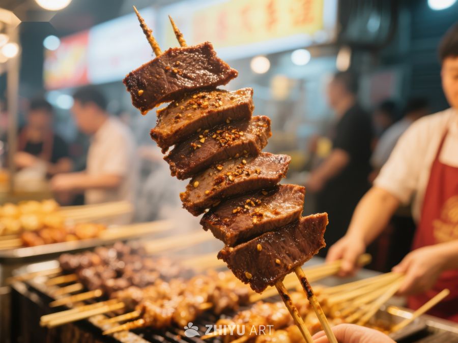 夜市烤串，香辣诱人