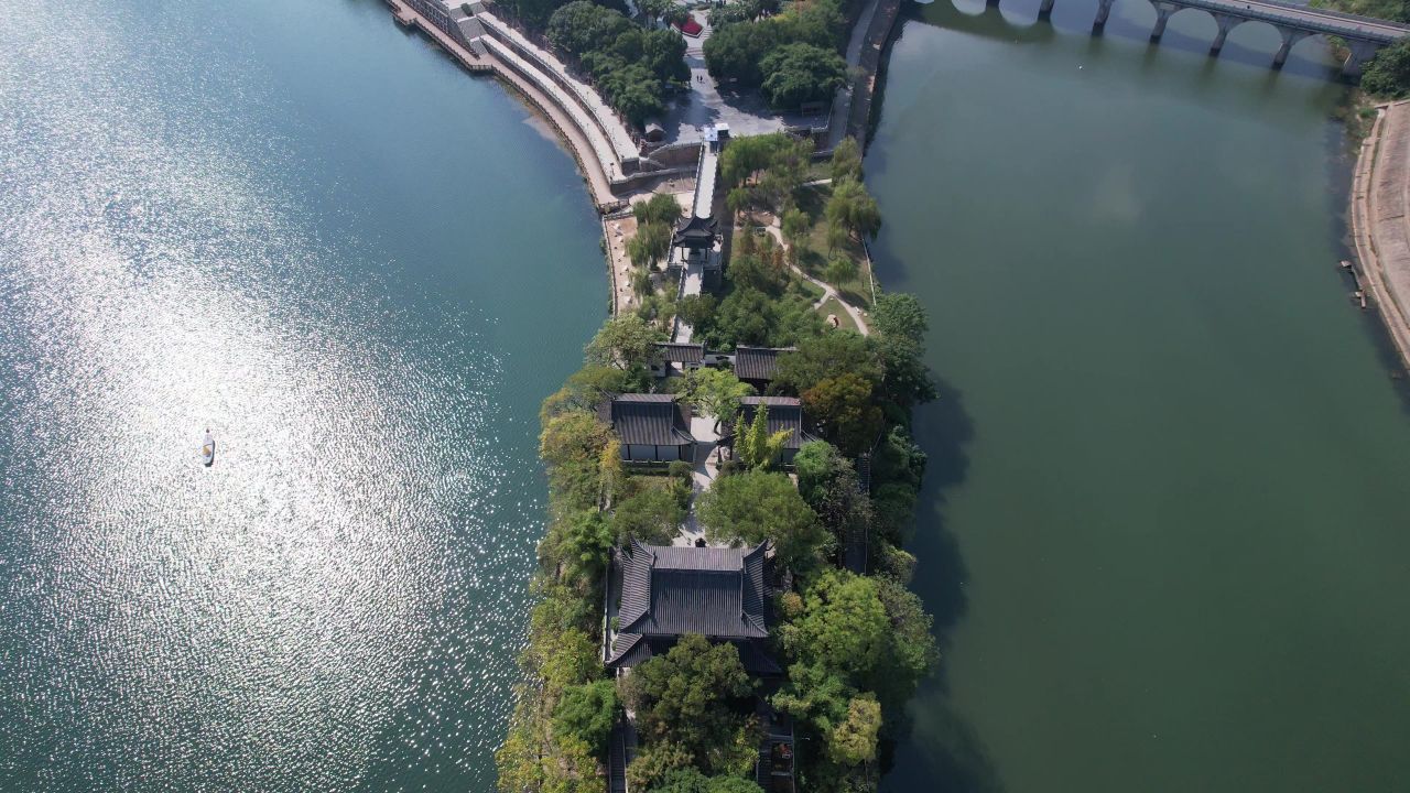 湖南衡阳石鼓书院历史文化古建筑航拍 