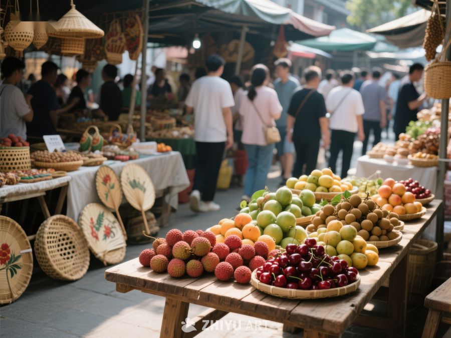 热闹市场水果摊位 450