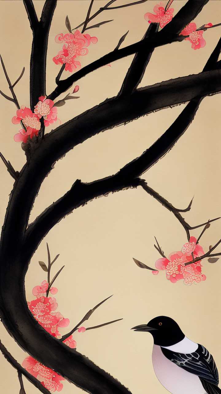 喜鹊国潮七夕插画国潮七夕喜鹊素材
