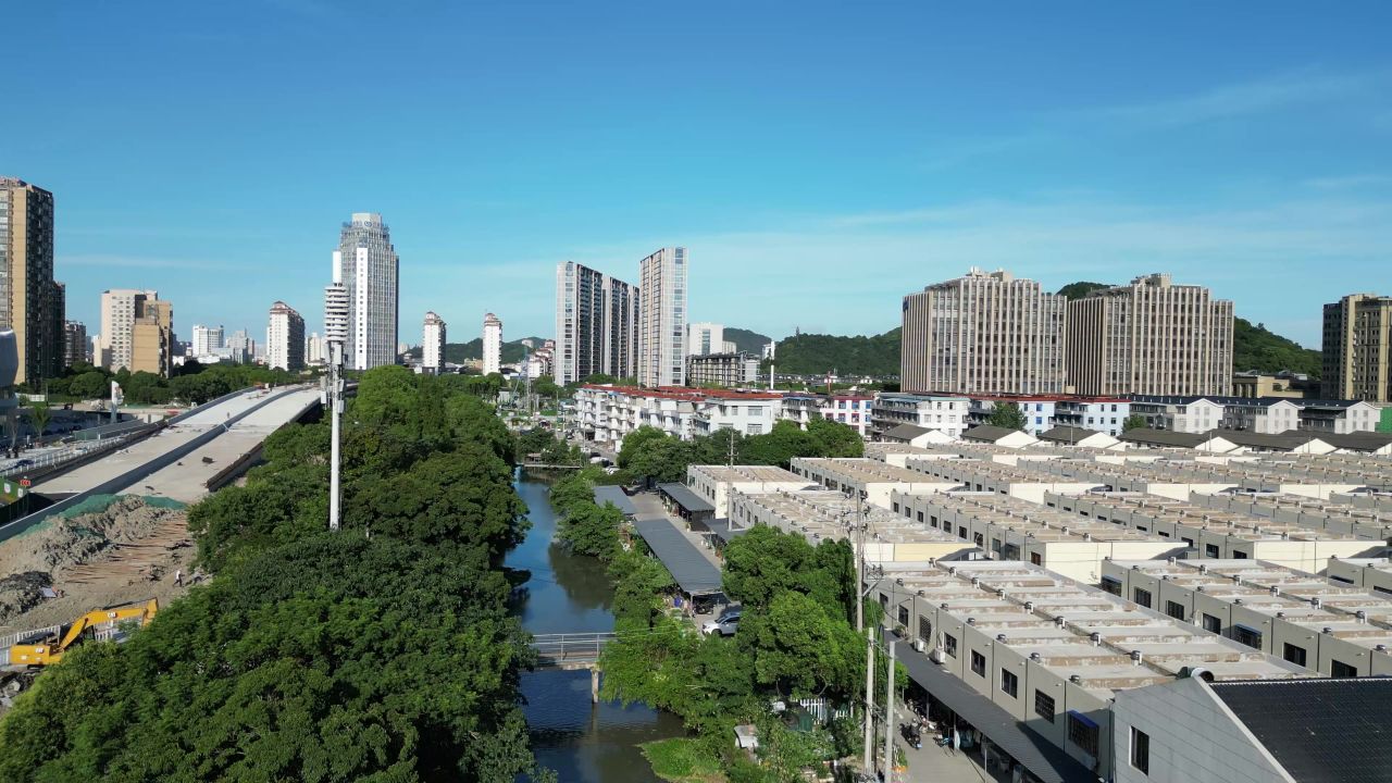  航拍台州海门河