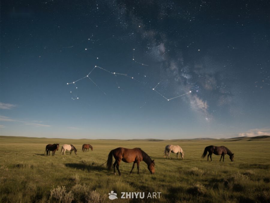 星空下的草原马群 164