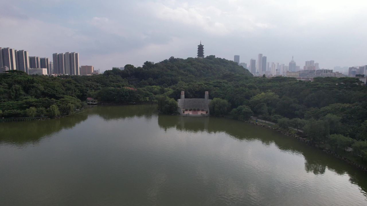广东佛山千灯湖城市风光航拍