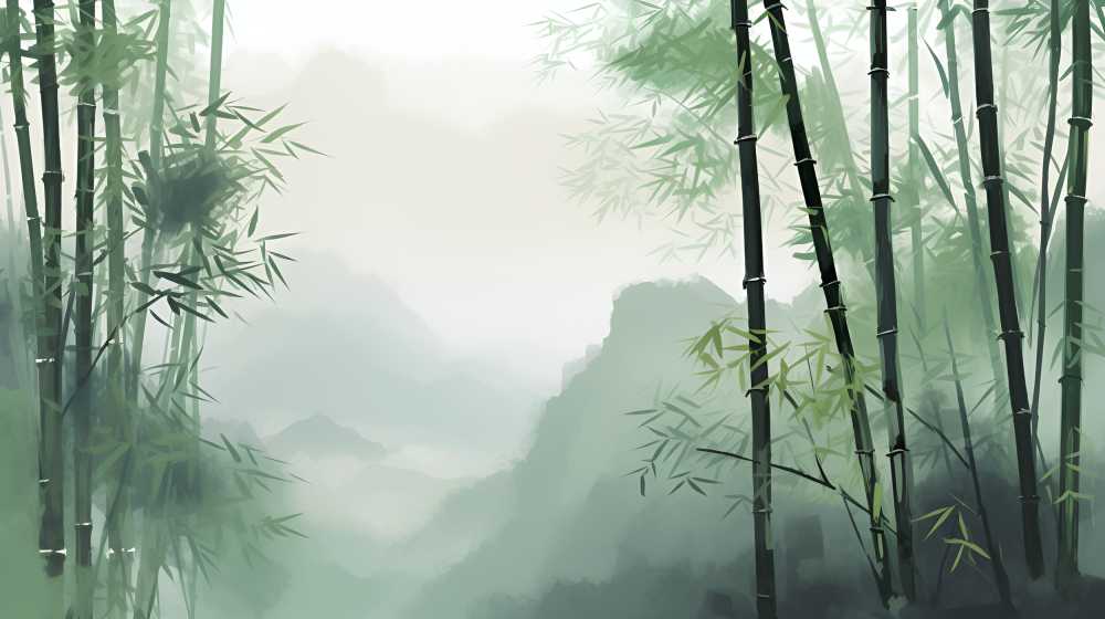 古风竹子林画