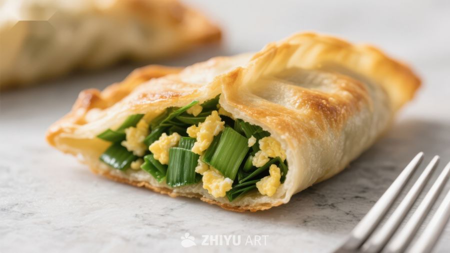 金黄酥皮蛋饺，内馅鲜香