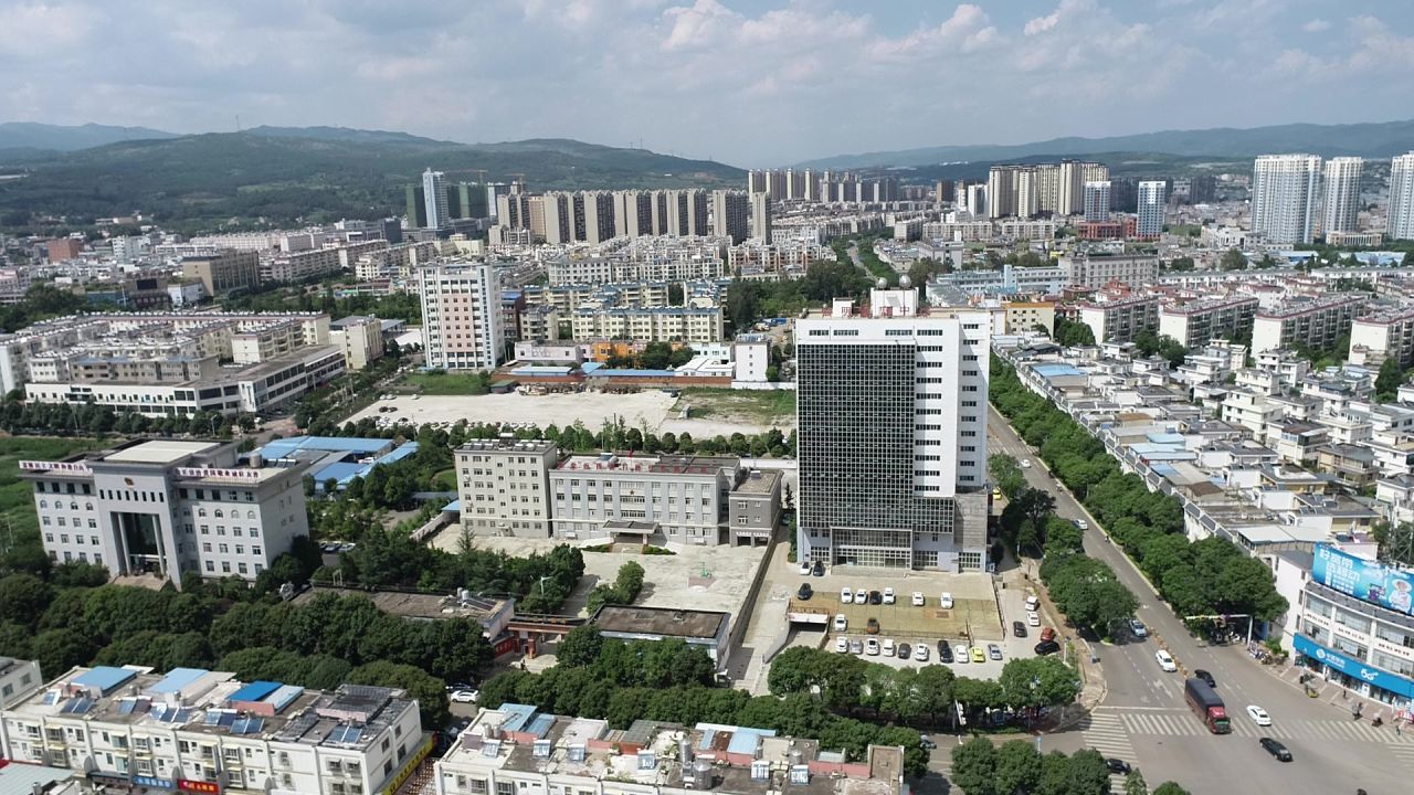 嵩明县城市航拍大楼