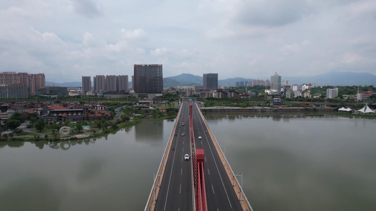 福建漳州战备大桥交通航拍