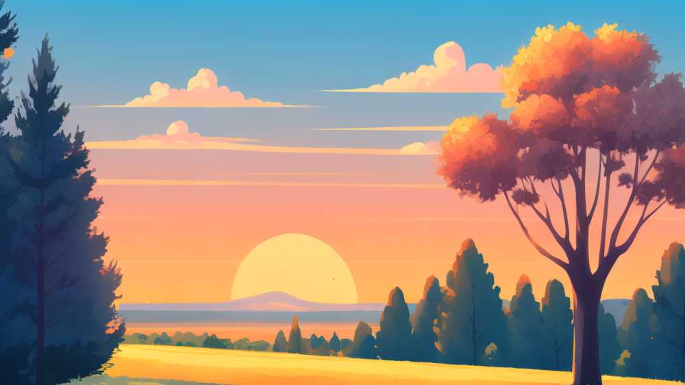 夏天唯美风景原创插画海报