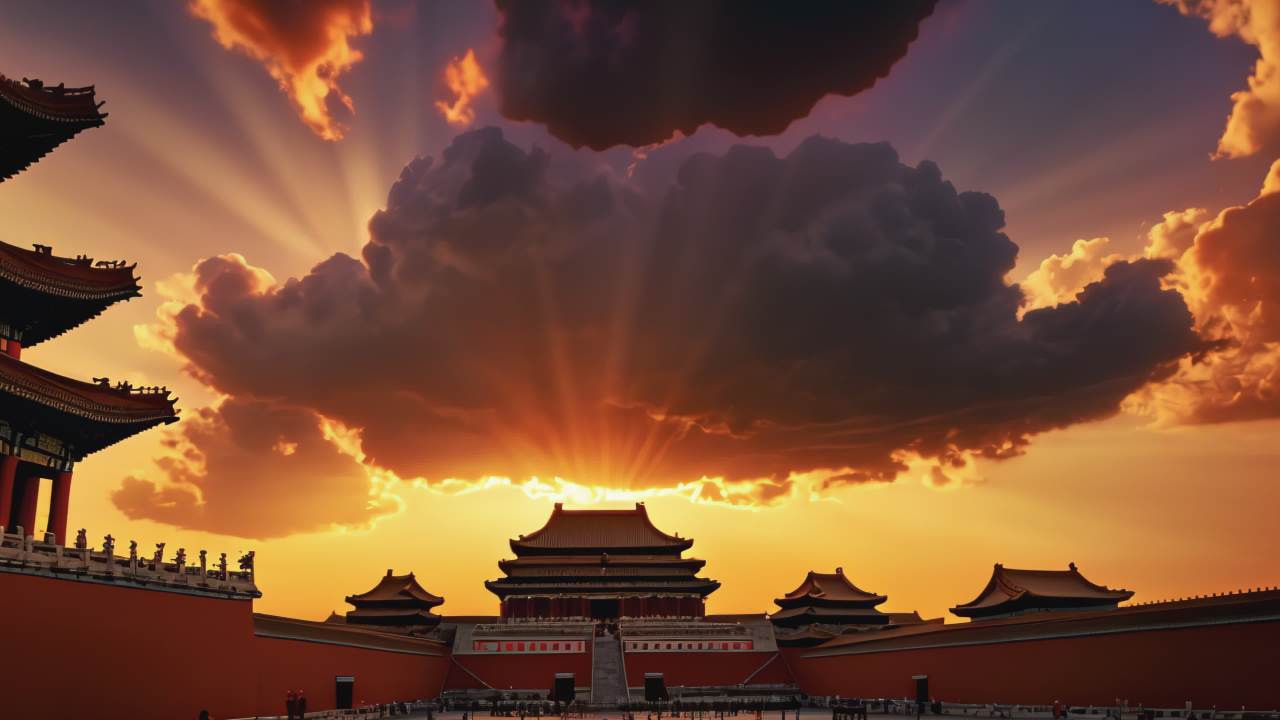 北京故宫博物院紫禁城皇城日出日落延时云海 3