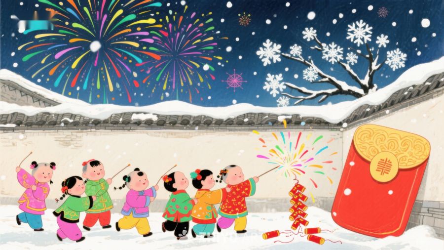 儿童放鞭炮迎新年 206