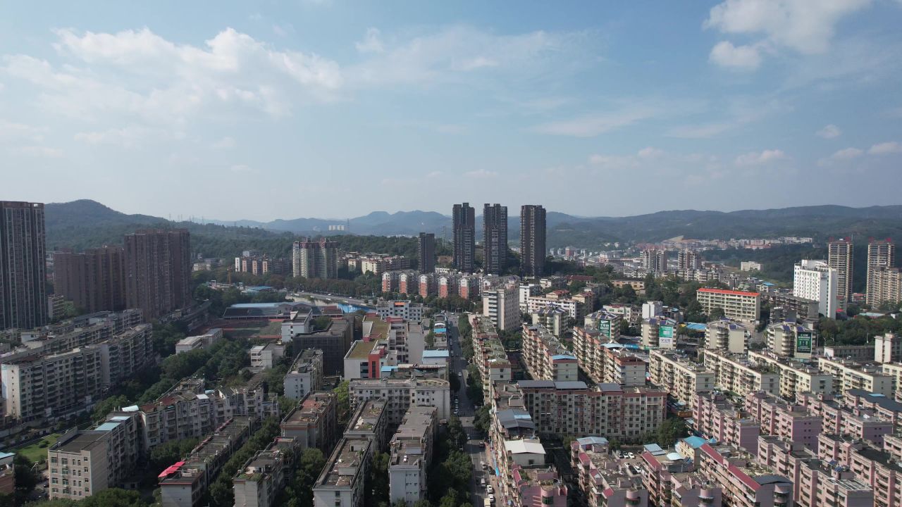 湖南郴州城市风光城市建设航拍