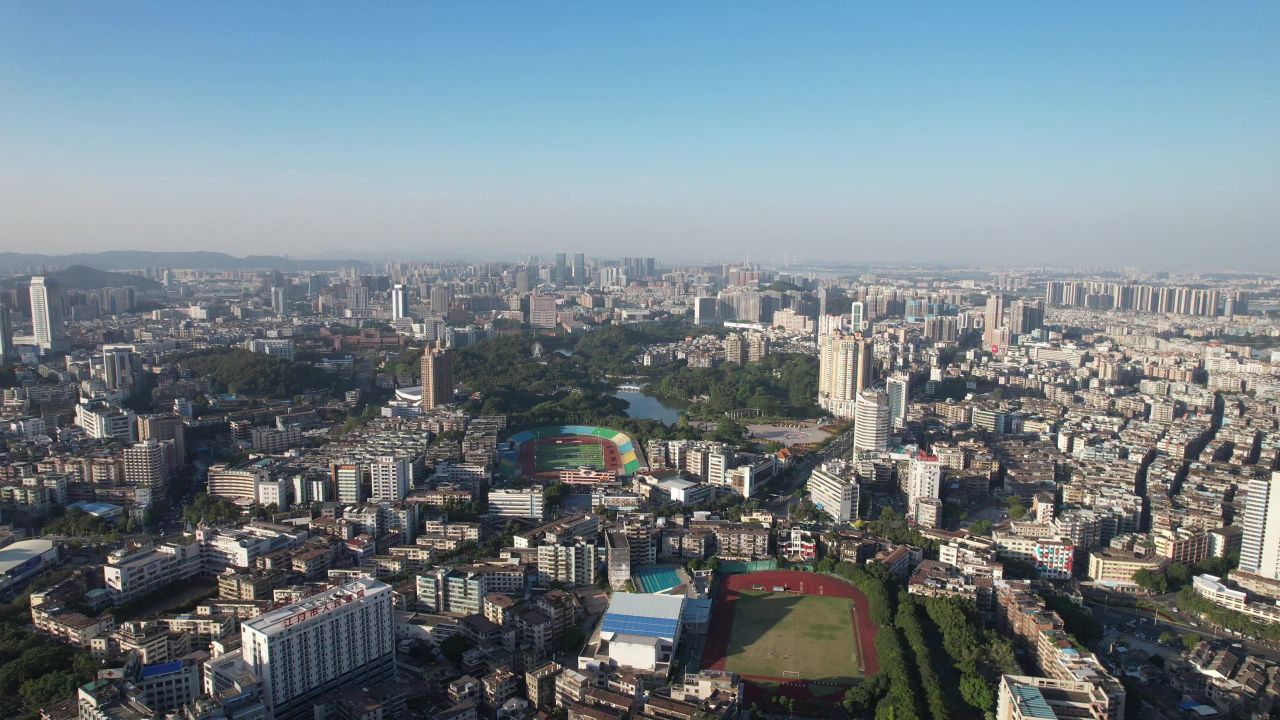 广东江门城市建设航拍 