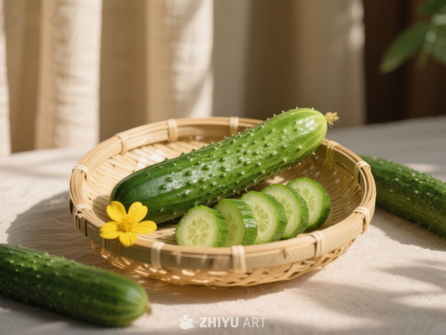 竹篮中的黄瓜与切片 833