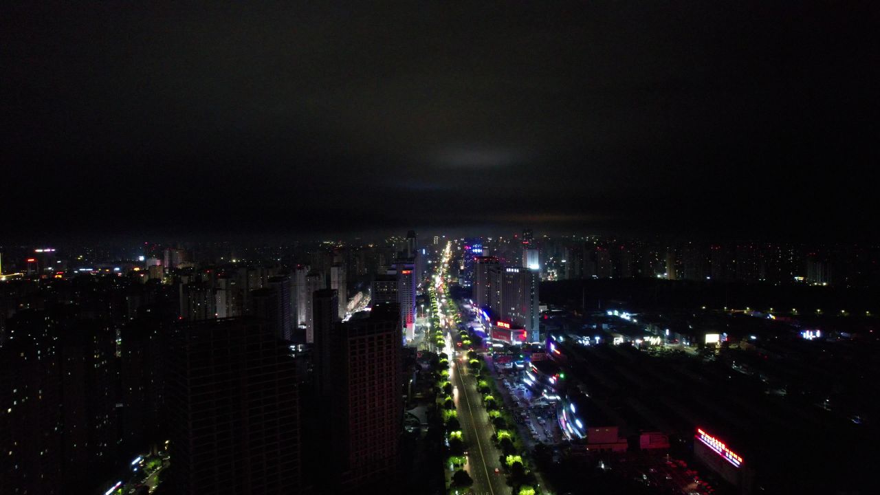 安徽蚌埠城市夜景灯光航拍  