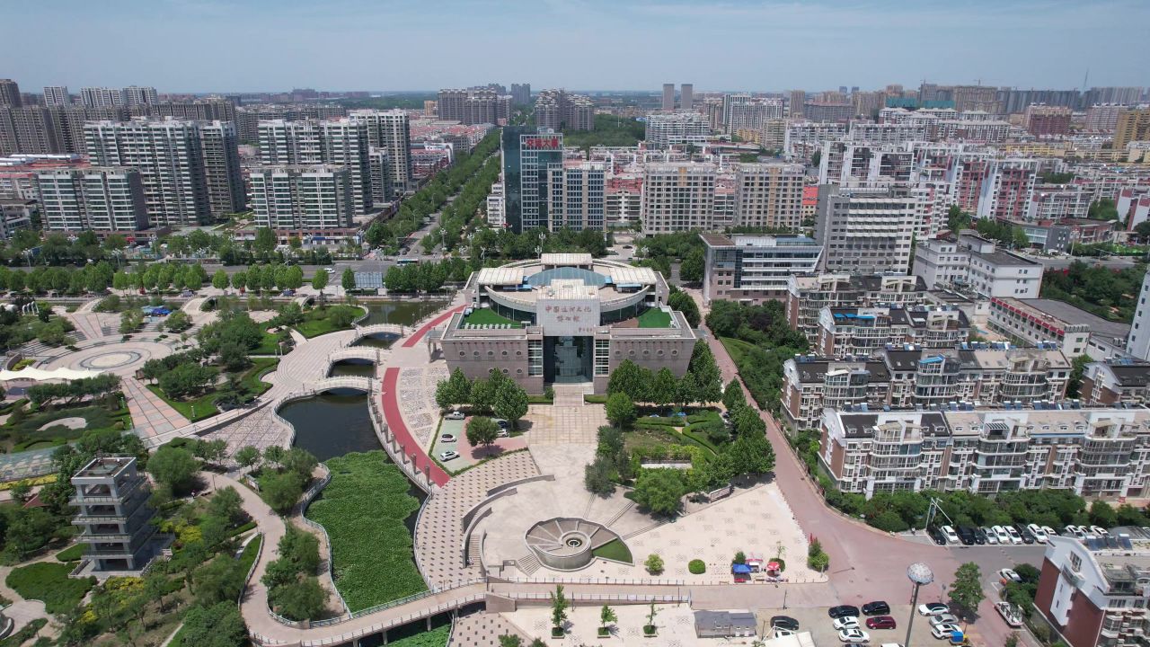 中国运河文化博物馆航拍山东聊城 