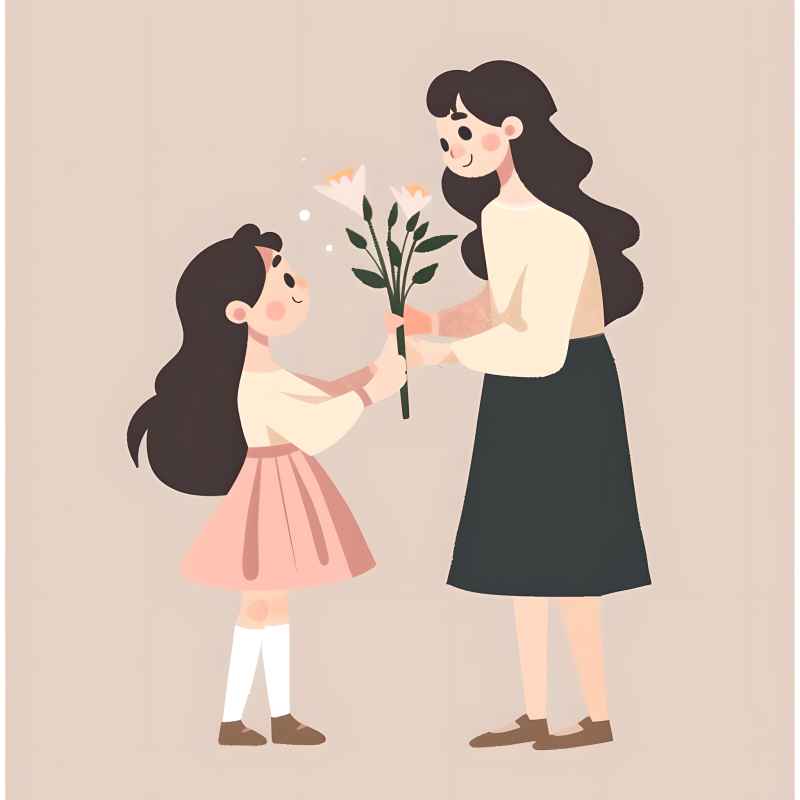 送花给母亲的小女孩 4