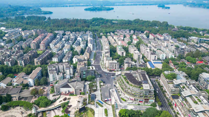 浙江杭州城市风光航拍摄影图 