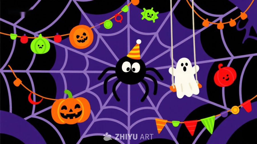 万圣节装饰蜘蛛网背景