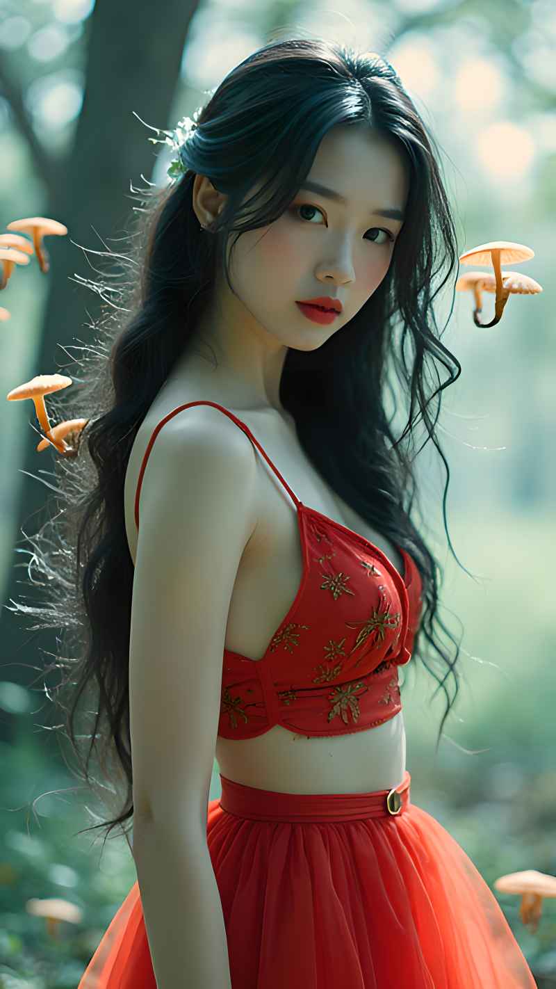 红色女郎户外拍摄 5