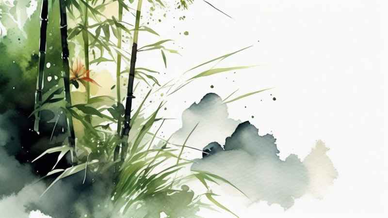 绿竹水墨插画背景图 69