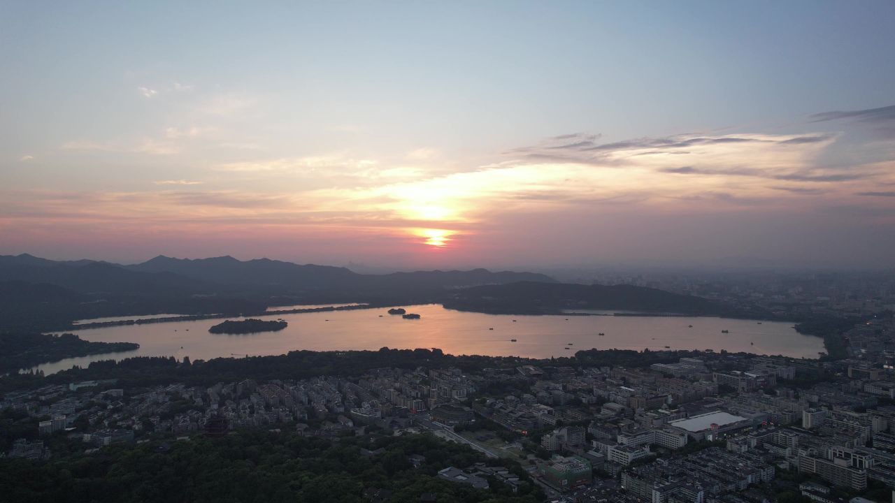浙江杭州城市风光地标建筑航拍