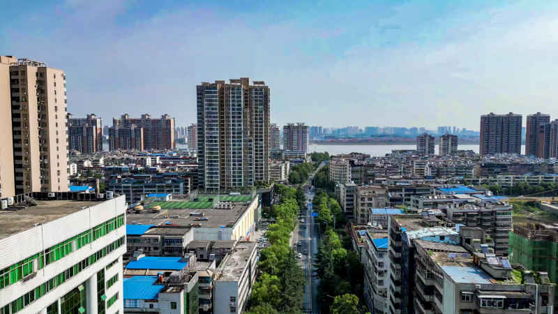 湖北鄂州城市风光航拍摄影图