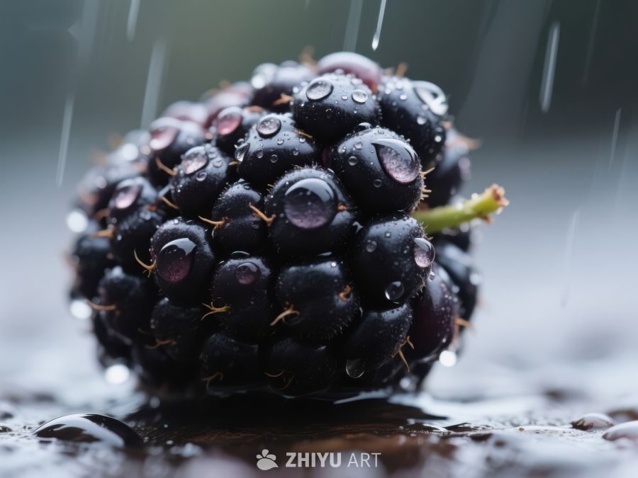 雨中滴水的黑莓 774