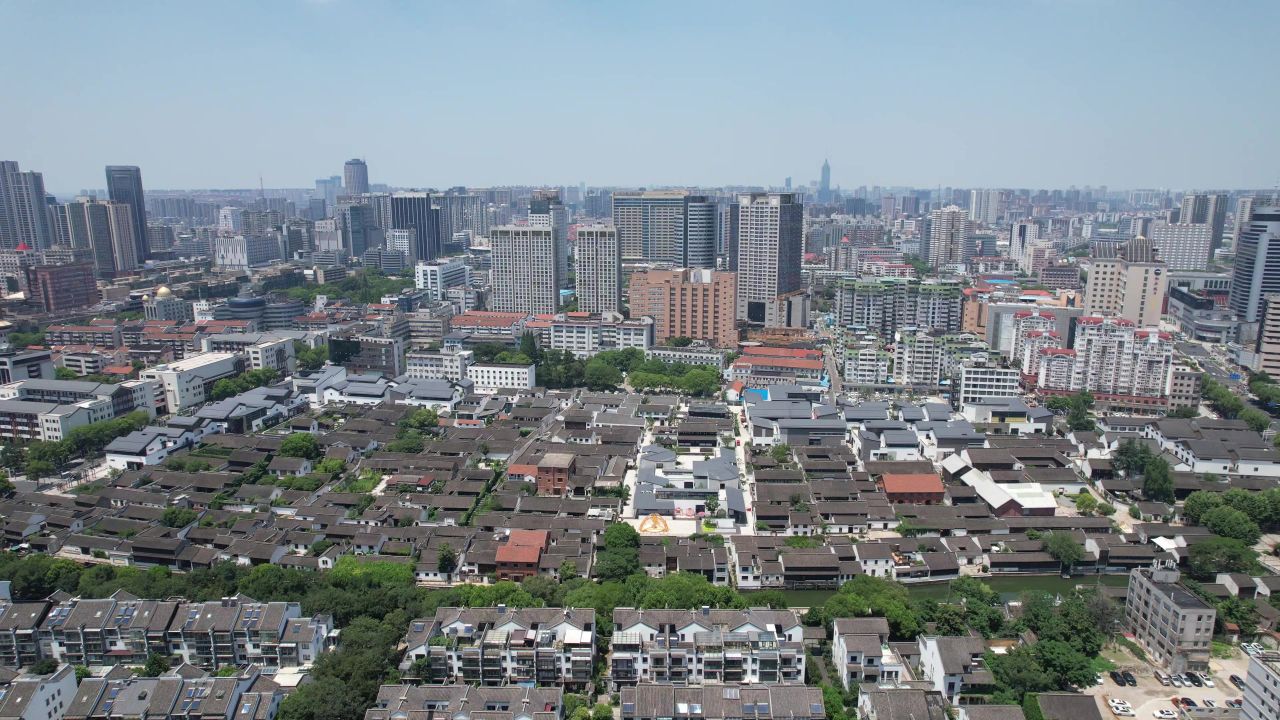 江苏常州城市风光航拍 