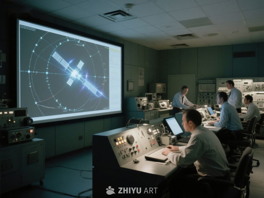 控制室工作人员监控卫星轨道 225