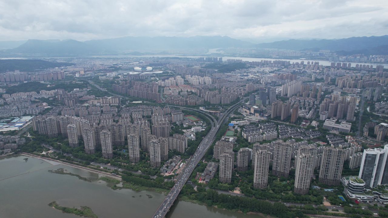  福建福州闽江尤溪大桥交通航拍