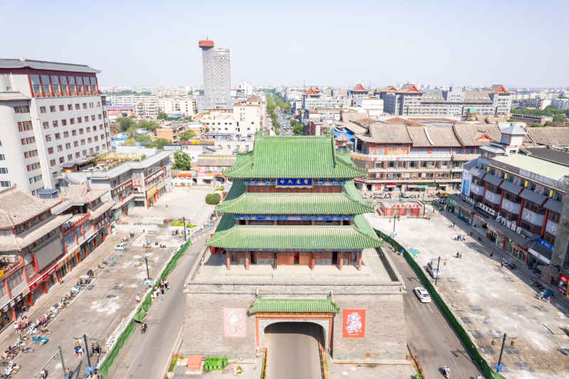 河南开封城市风光地标建筑旅游景区航拍图 