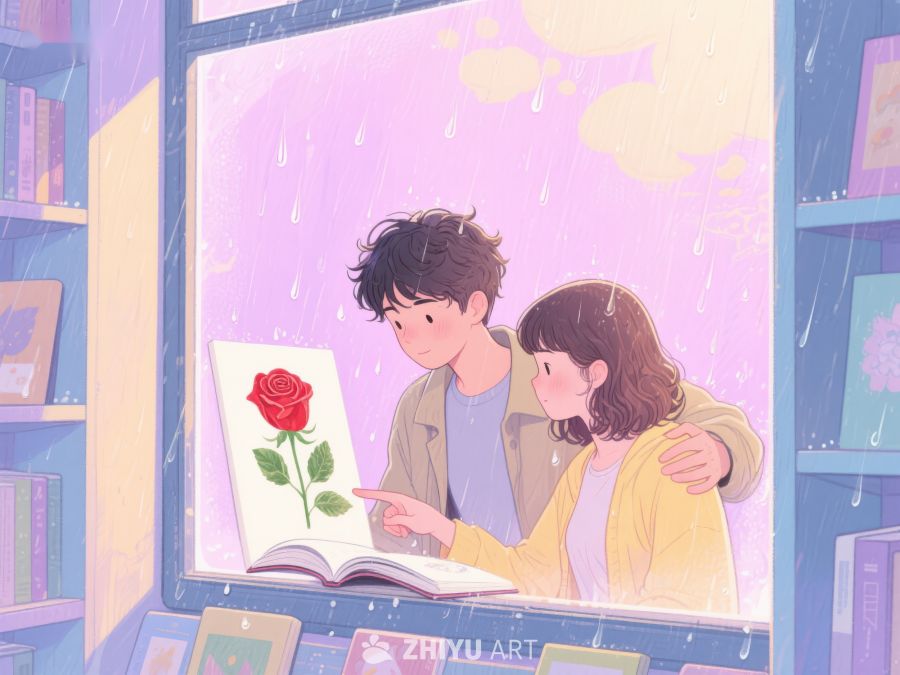 雨夜窗前共读玫瑰插图 1130