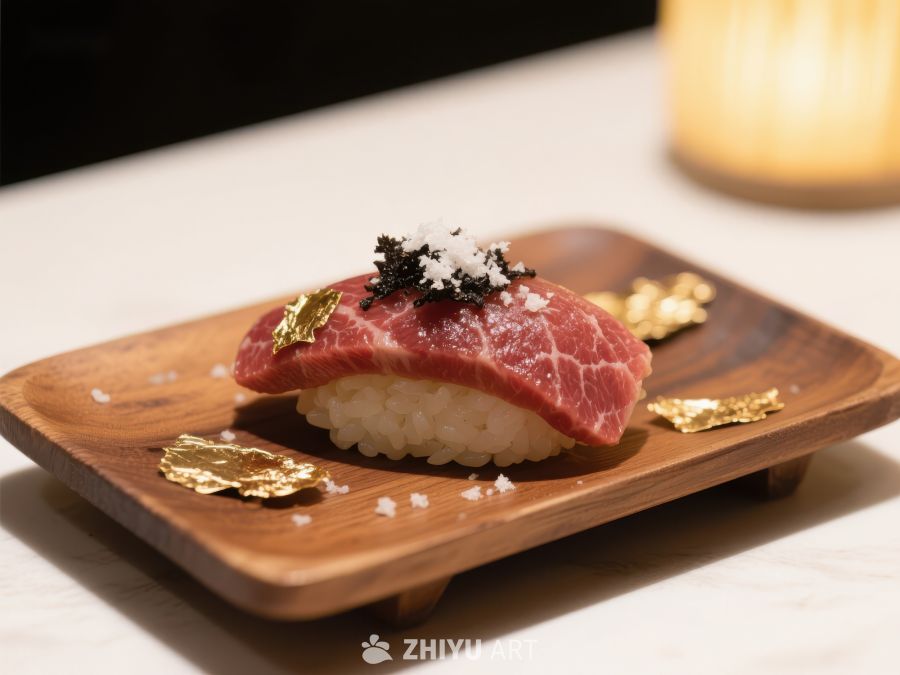 精致牛肉寿司配鱼子酱 80