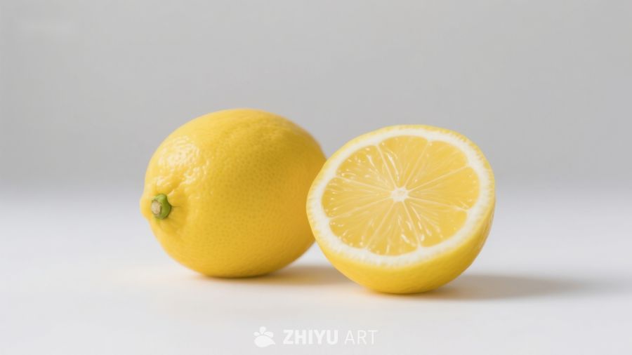 新鲜柠檬：整体与切片展示