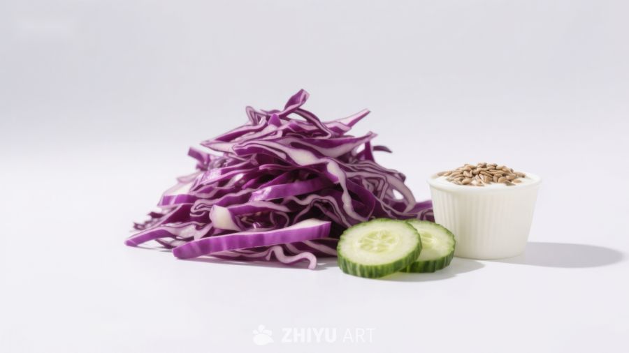 紫甘蓝黄瓜与谷物配料