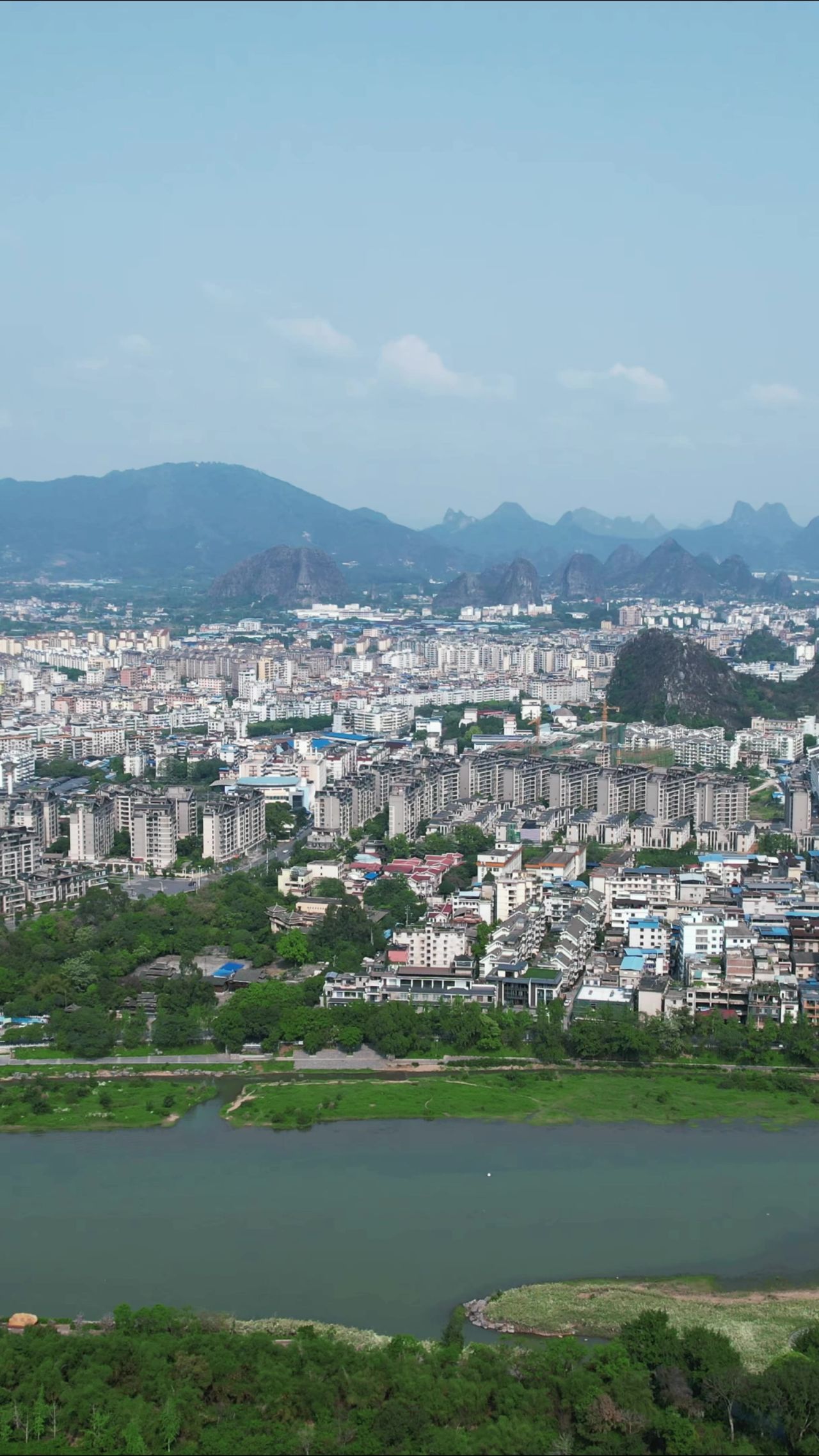 桂林城市风光竖屏航拍