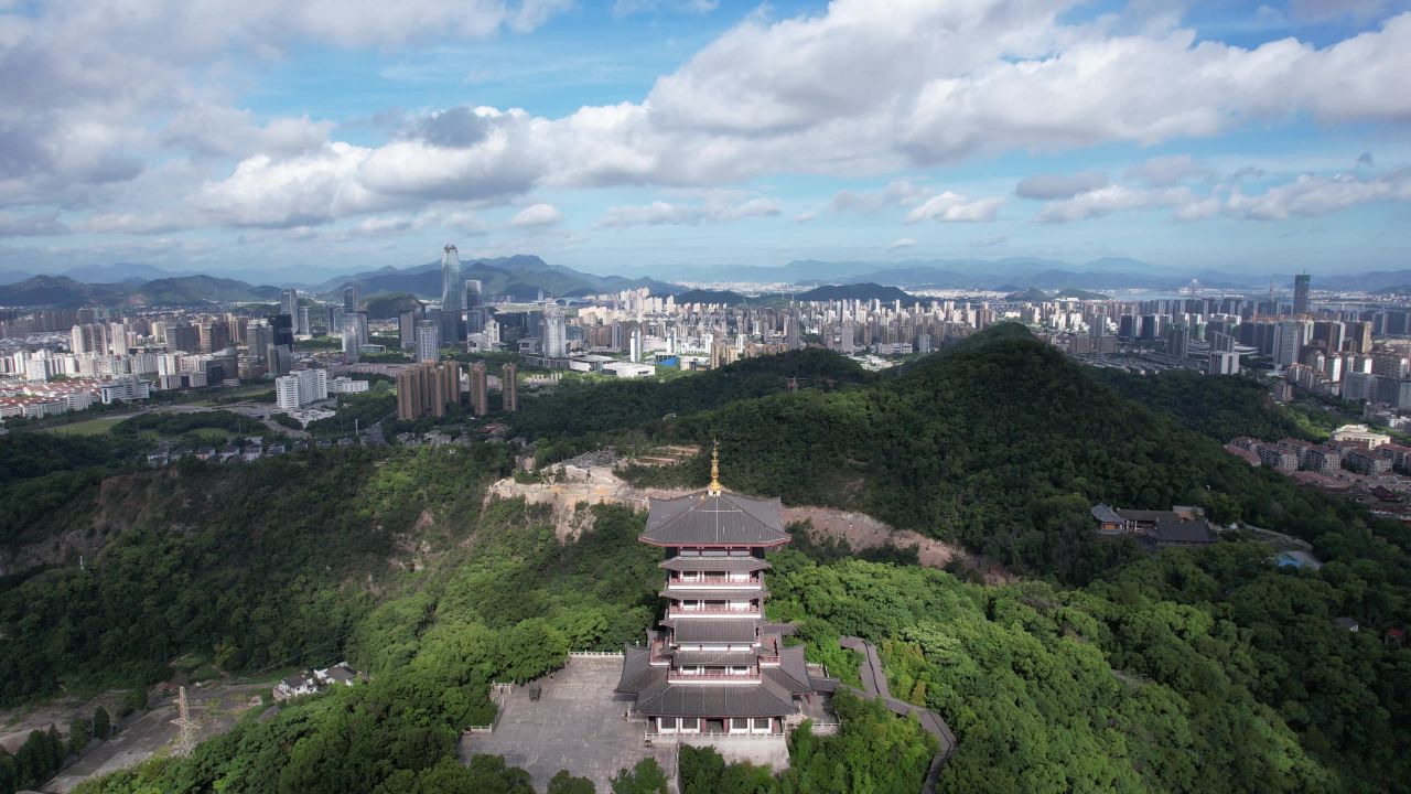 浙江台州白云阁地标建筑航拍