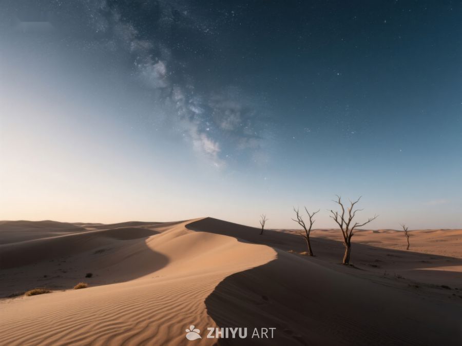 星空下的沙漠与枯树 204