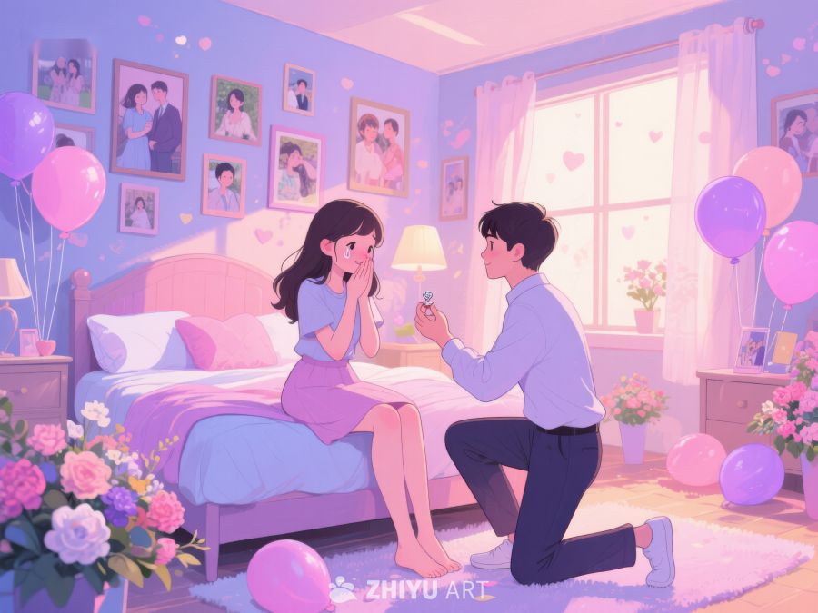 温馨求婚场景，浪漫满屋 709