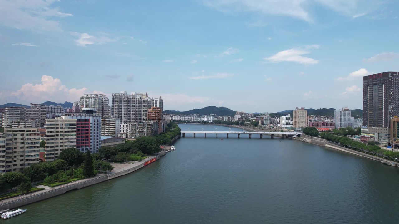 广东韶关城市风光航拍 