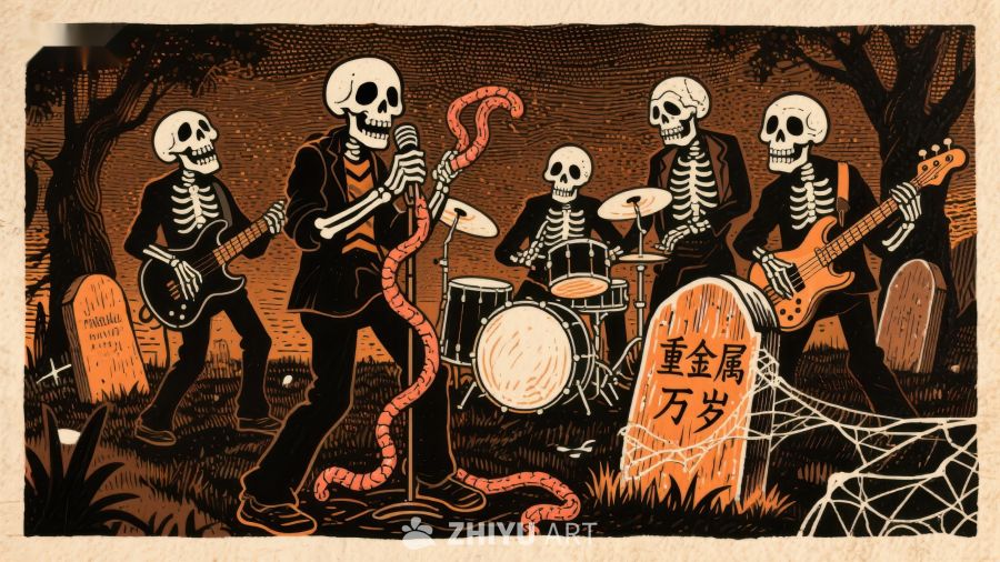 骷髅乐队墓地演奏