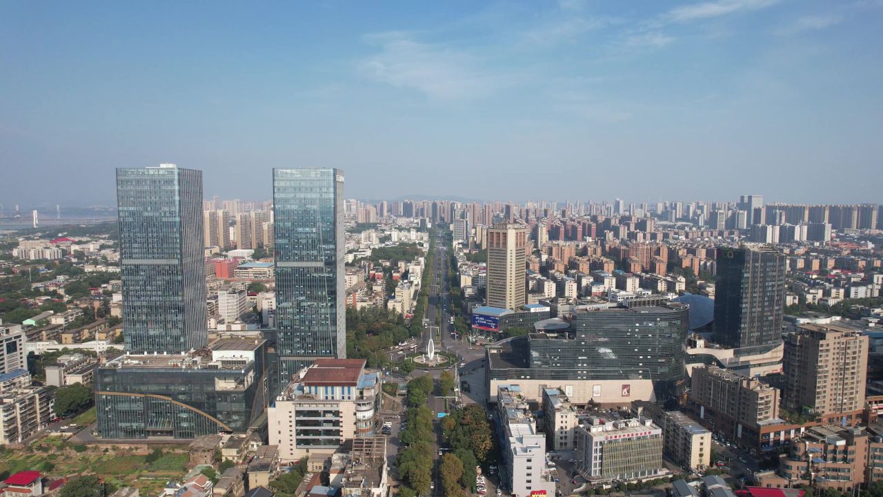 湖南湘潭城市风光城市建设航拍