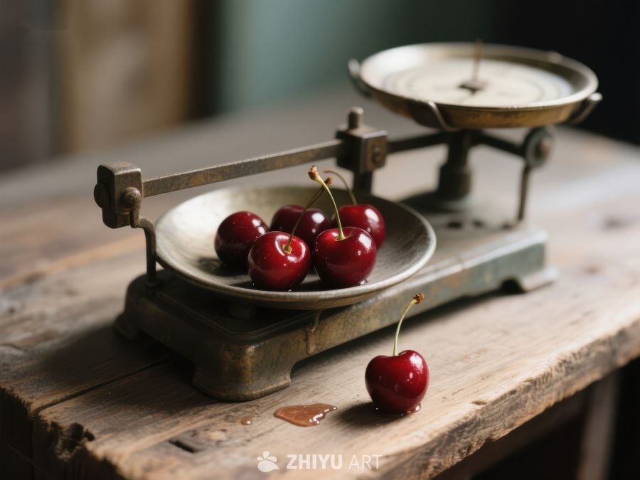 樱桃置于复古秤上 787