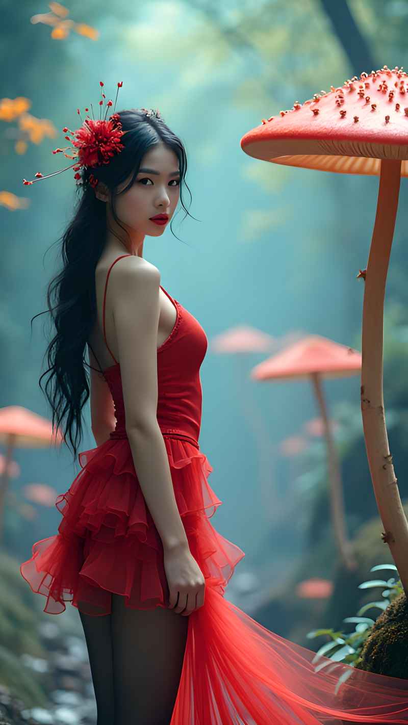红色女郎户外拍摄 25