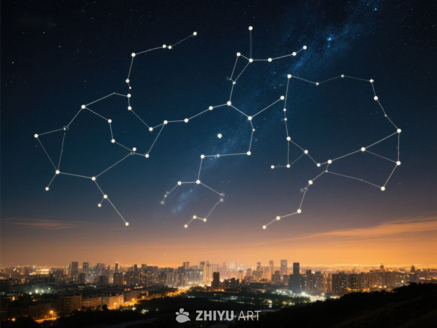 夜空星座与城市灯火交相辉映 410